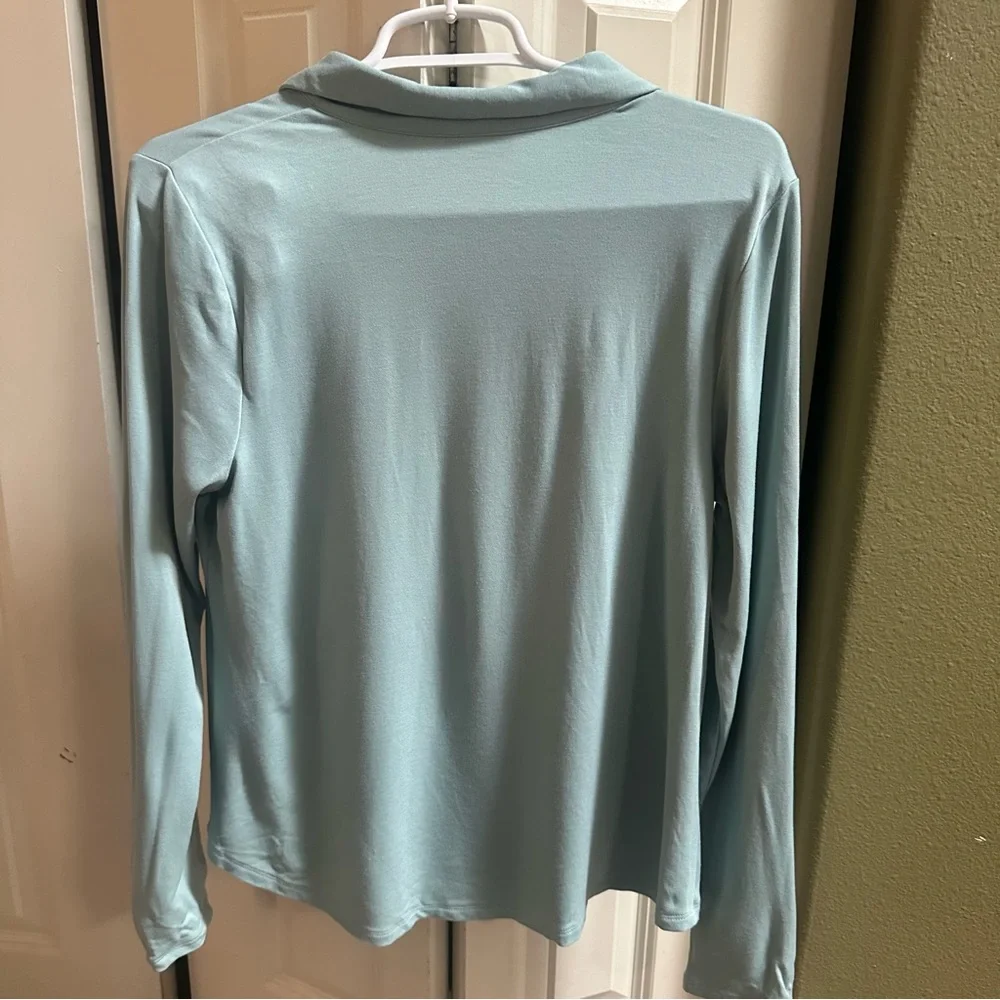 J. Jill Women's Light Green, Pistachio Button-Down Soft Long Sleeve Shirt, M - Picture 2 of 6